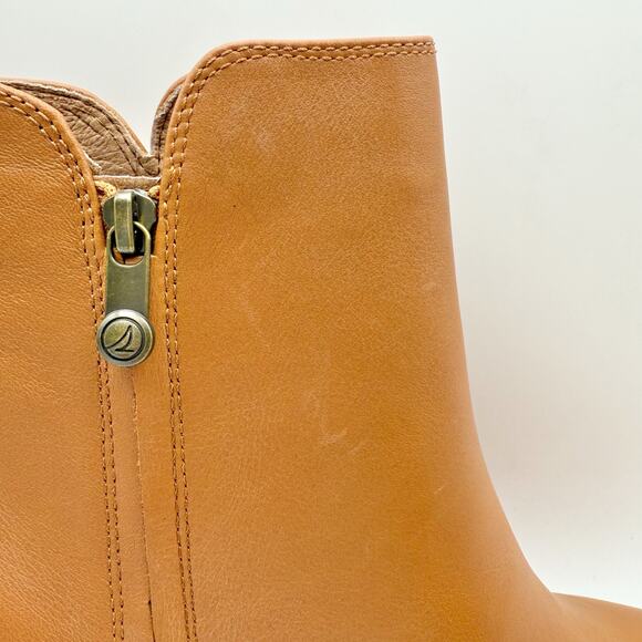 Sperry Womens Seaport Heel Bootie US 12M EU 43.5 Tan Leather NIB - Picture 13 of 13